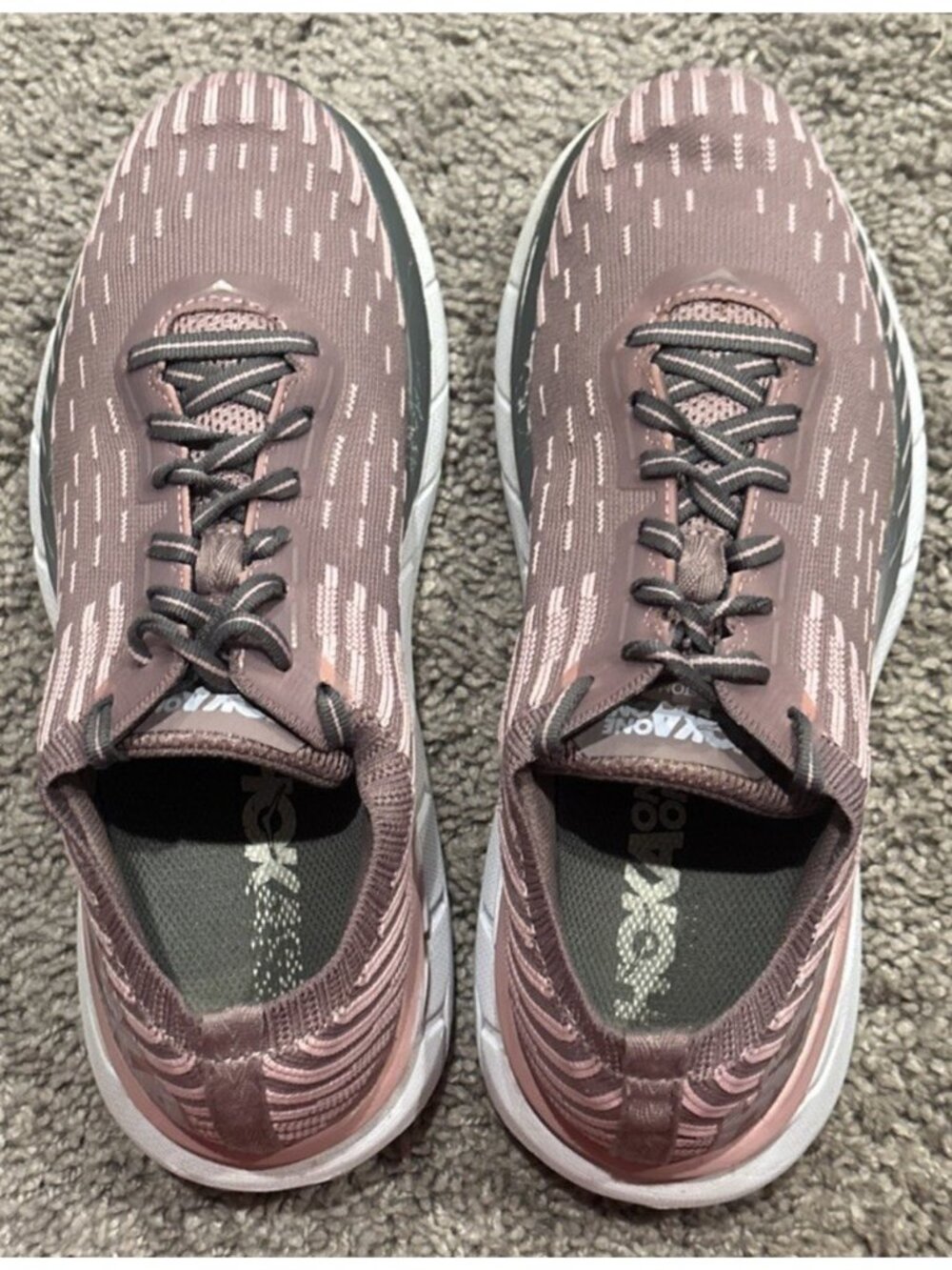 Hoka One Womens Clifton 5 Knit Running Shoes Purple/Pink Low Top Lace Up Size 8 - Picture 6 of 8